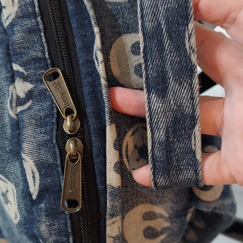 Loungefly Star Wars‎ Backback, Distressed Blue Denim Emblem Pattern, Zip Pockets